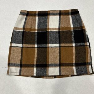 Shein Classic Plaid Mini Skirt multi brown black flannel sz US 6 Medium